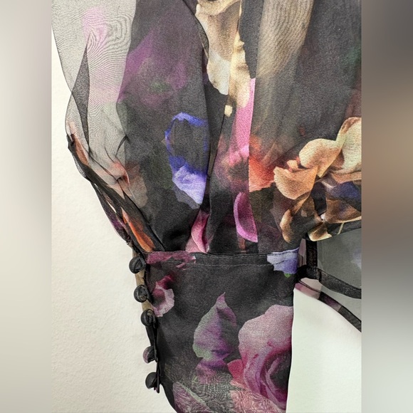 NWT Equipment Femme Women’s Boleyn Button Front Floral Sheer Silk Blouse Size M - Picture 6 of 9